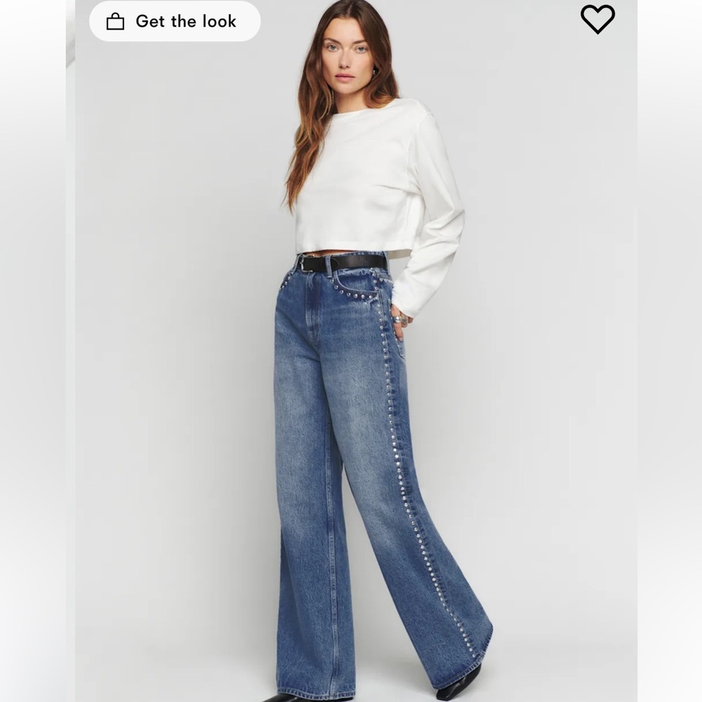 Reformation Blue Wide-Leg Jeans